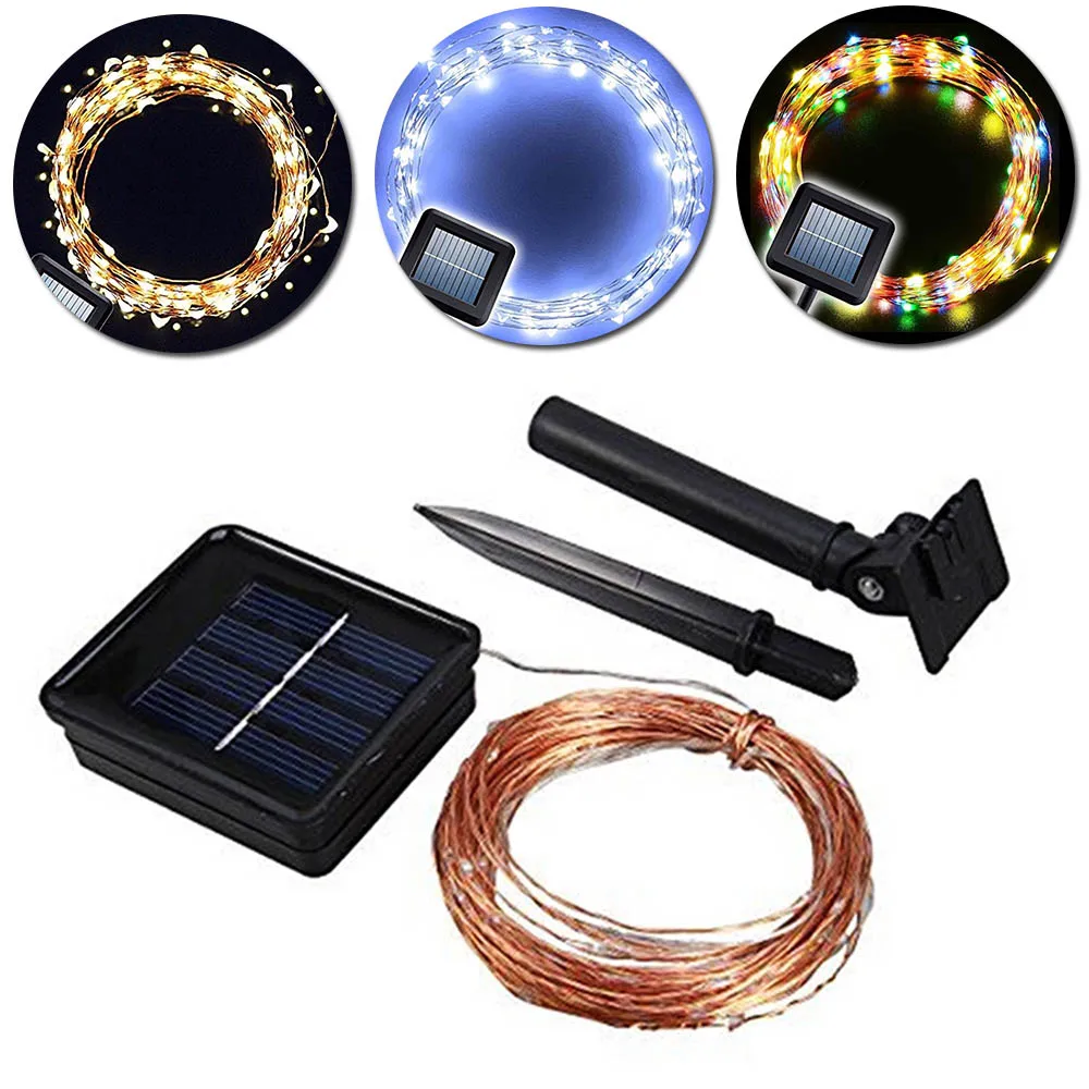 ECLH 10M 20M Copper Wire Solar LED String lamp Fairy Holiday light Strip Decor Garden Lawn Wedding X'mas Party Ambiance light