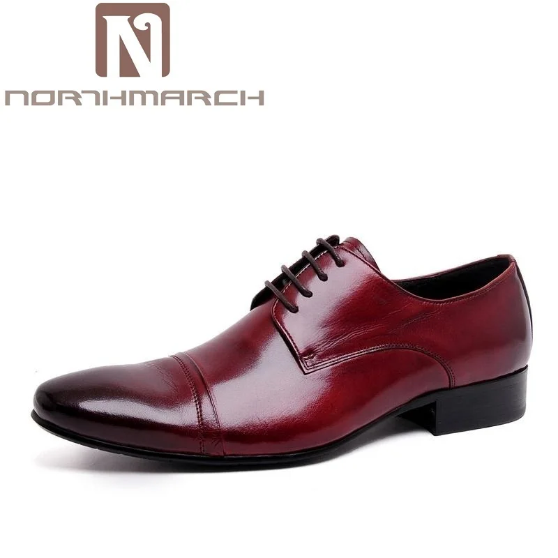 

NORTHMARCH Luxury Handmade Lace Up Men Dress Shoes Genuine Leather Business Wedding Shoes High Quality Pointed Toe Men Flats