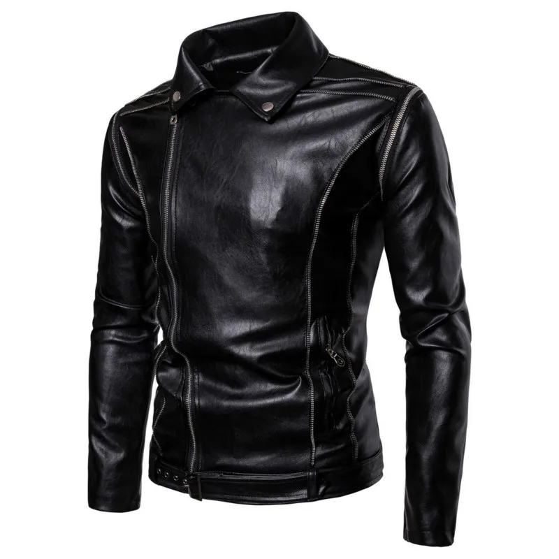 YASUGUOJI New Autumn Fashion Sleeves Detachable Motorcycle Jacket Mens Leather Jacket Men Zippers Pu Leather Jackets