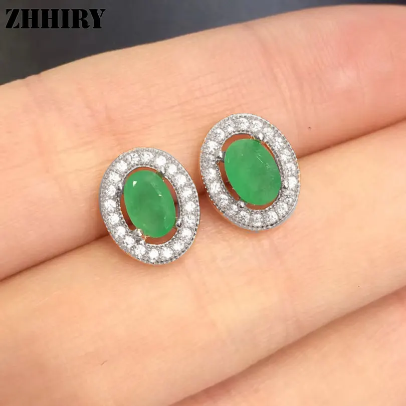 Женские серьги из серебра 925 пробы с натуральным изумрудом|jewelry earrings|jewelry silver
