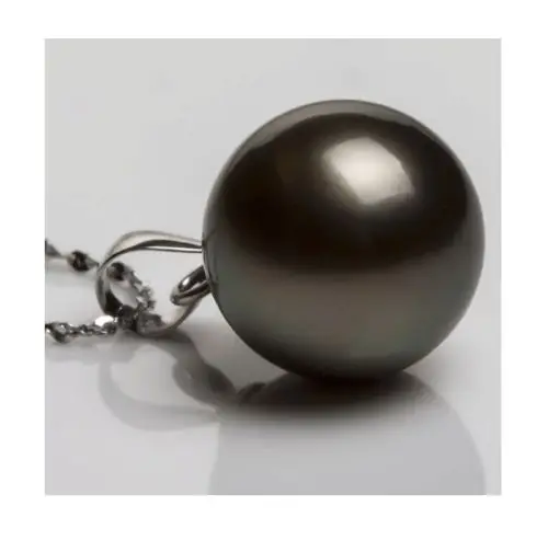 

Jewelr 006457 natural south sea genuine black pearl necklace pendant