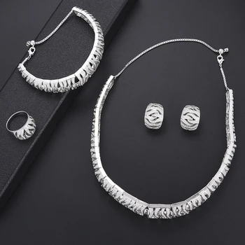 

missvikki Office Ladies Jewelry Set 4PCS Dubai Nigerian African Women Noble Cubic Zirconia For Women Gift