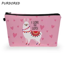 PURDORED 1 pc Alpaca Cosmetic Bag Women 3D Printing Makeup Bags Travel Cosmetic Organizer Toiletry Bag Neceser Dropshipping PURDORED 1 pc Alpaca Cosmetic Bag Women 3D Printing Makeup Bags Travel Cosmetic Organizer Toiletry Bag Neceser Dropshipping