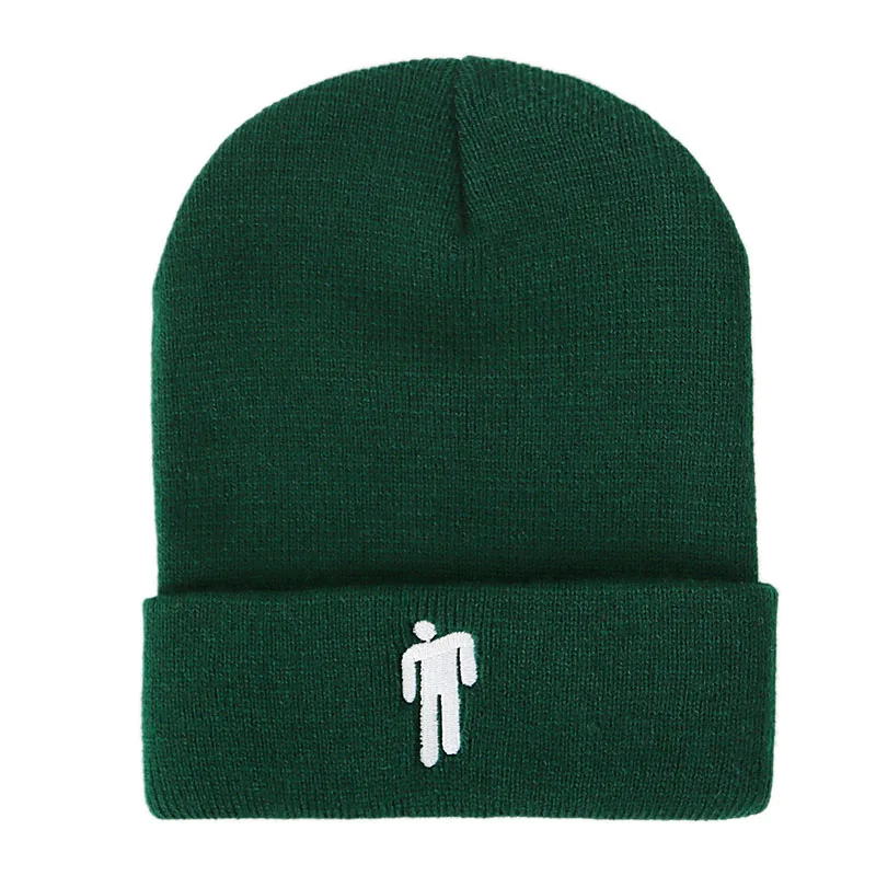Blackish Green Cap Billie Eilish Beanies, зимние шапки для женщин, для маленького человека, вязаные шапки с вышивкой, Мужская Осенняя шапка, женская шапка в стиле хип-хоп, шапочка - Цвет: Blackish Green Cap