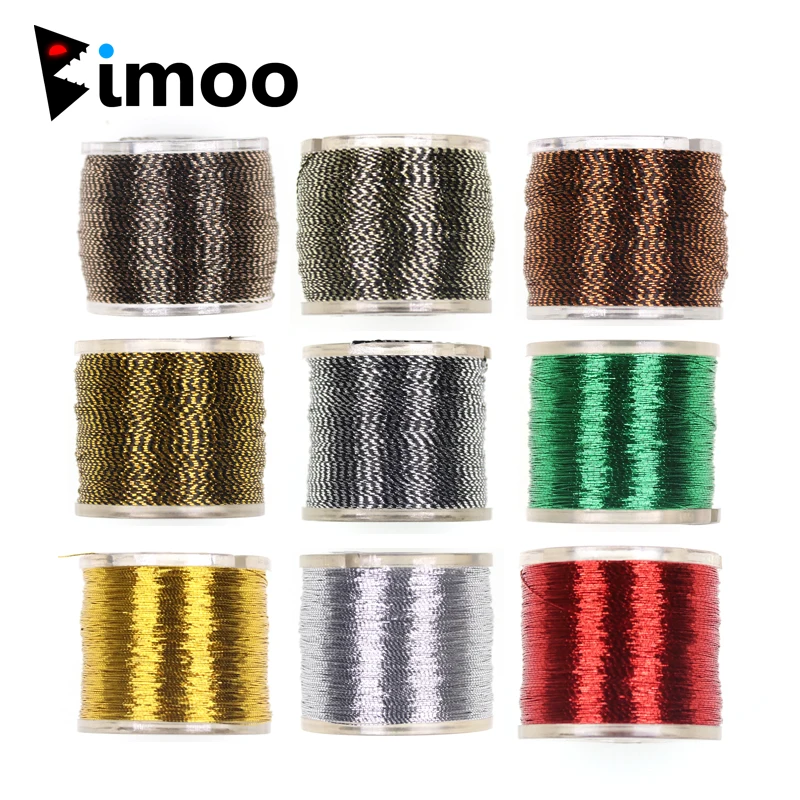 

Bimoo 100Yard/Spool Flat Metallic Thread for Rod Wrapping Fly Tying Nymph Midge Streamer Jig Hook Tying Material 11 Colors