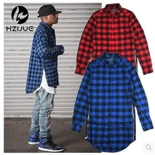 Модная мужская клетчатая рубашка на молнии с длинным рукавом в стиле хип-хоп, удлиненный оверсайз, фланелевая дизайнерская брендовая рубашка для мужчин