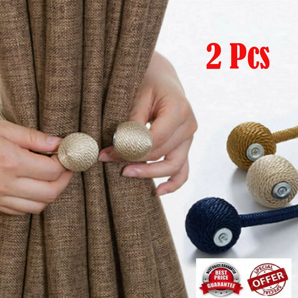 

2Pcs Hot Newest Magnetic Ball Curtain Tiebacks Tie Backs Holdbacks Buckle Clips Curtain Rods Home Window Accessoires Decorative
