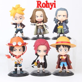 

Rohyi 13cm 6pcs/lot Anime One Piece Luffy Sabo Shanks Lucci Crocodile Moria Buggy Enel PVC Figures Collectible Model Toys