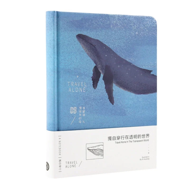 

Travel Alone Creative Illustration Hard Cover Writing Notebook Diary cartoon pattern notepad thread binding notebook