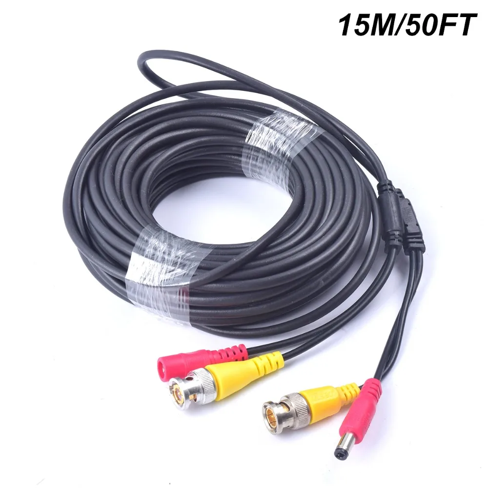 50FT 15M Pre made 2 in 1 BNC Video+Power DC Extension Cable for CCTV