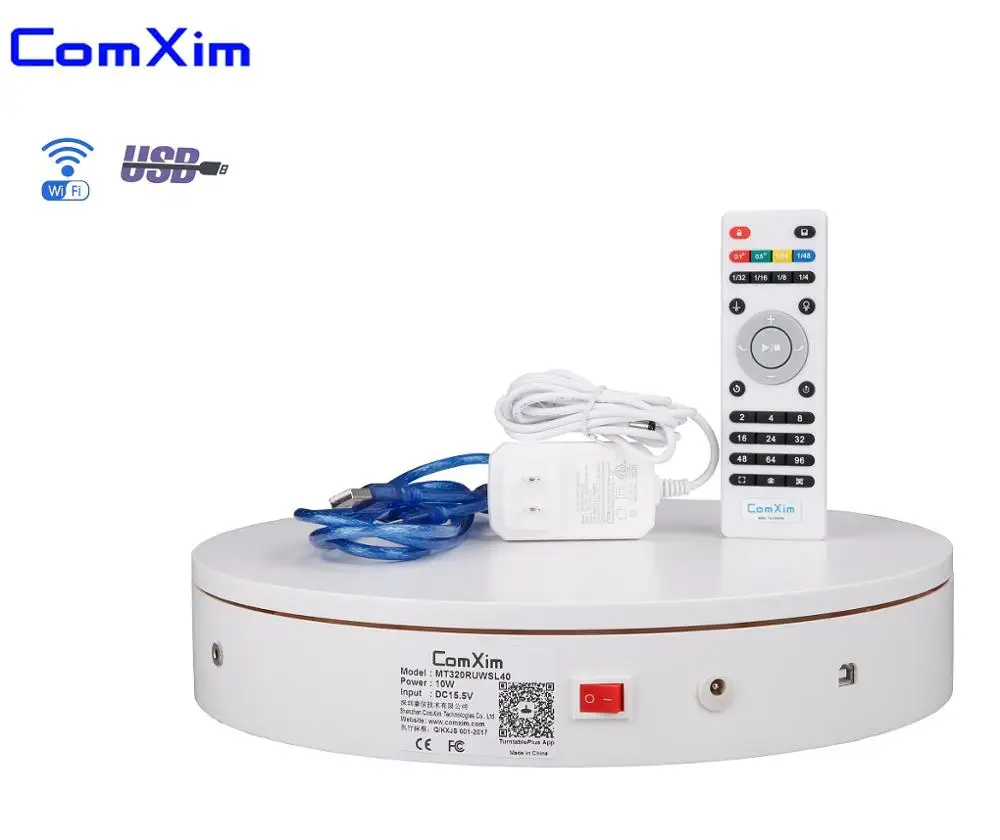 

ComXim 32cm White Remote WiFi Computer Control Synchronous Shutter Photo Turntable Rotating Display Stand Video Shooting DIY