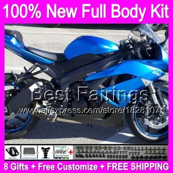 

+decal Fairing For KAWASAKI NINJA ZX6R 2009 2010 2011 ZX636 Blue black B089 ZX-6R ZX636 ZX 6R 636 HOT Gloss blue 09 10 11