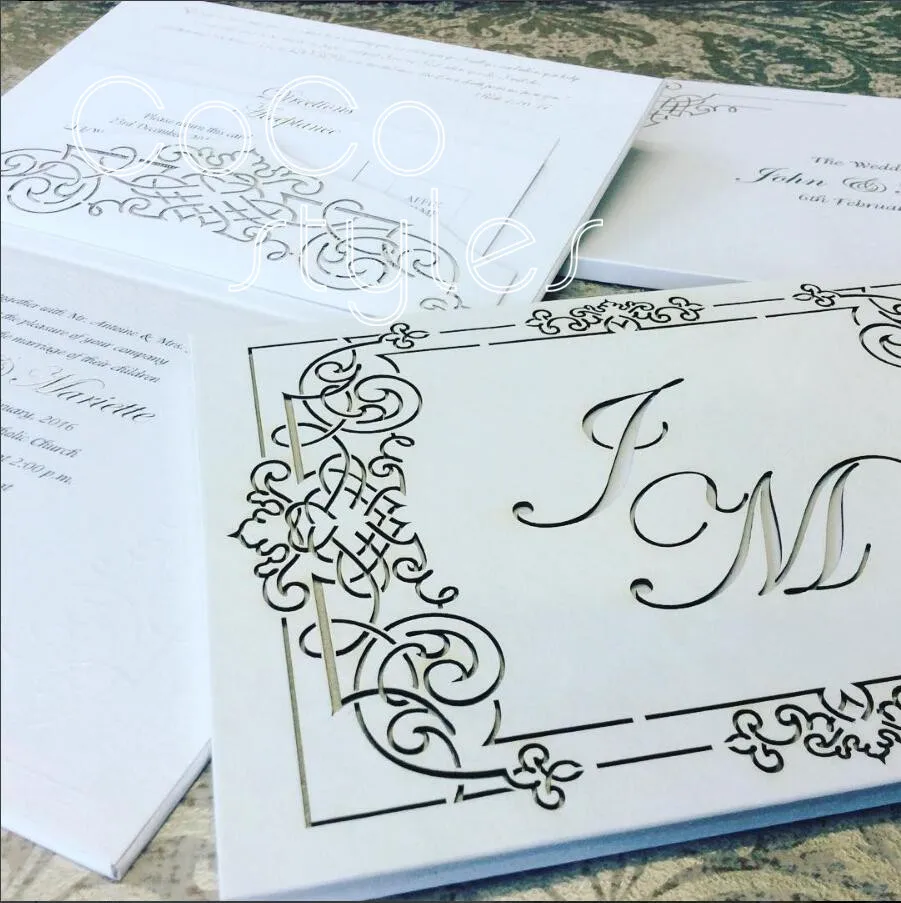  Cocostyles vintage gold foiling laser cut boxed invitation card for classical wedding party - 32878404026