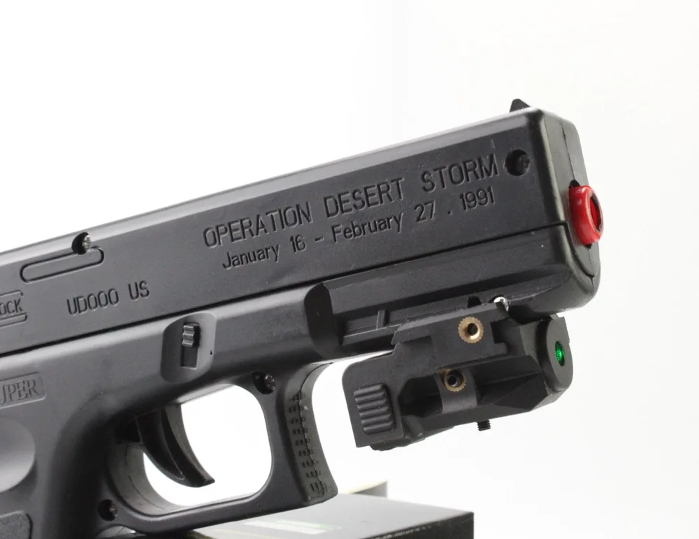L101G Subcompact Direct Rechargeable Green Pistol Laser mounted on pistol