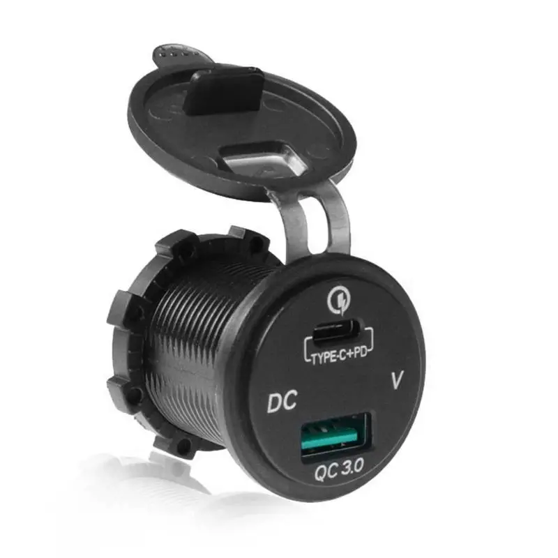 

Waterproof 12V 24V Type C PD QC 3.0 USB Car Charger LED Voltmeter Power Adapter For Smart Phone Tablet Boat Motorcycle New