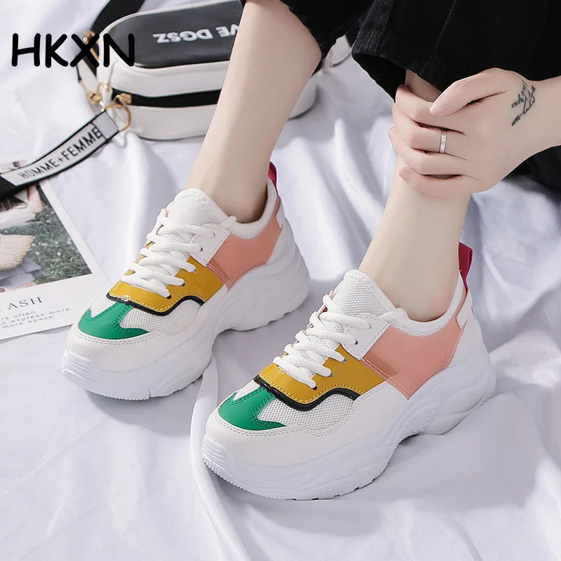 

Women Shoes 2019 Hot Chunky Sneakers Women Fashion Vulcanize Shoes White platform Sneakers Basket Femme Dad Shoes Casual Women