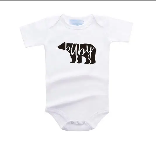 PADDY DESIGN MAMA Bear Baby Papa Family Matching Tshirt Pregnancy Announcement New Born Mom Top Tee Cute Letter Printed T Shirt - Цвет: white t black BABY