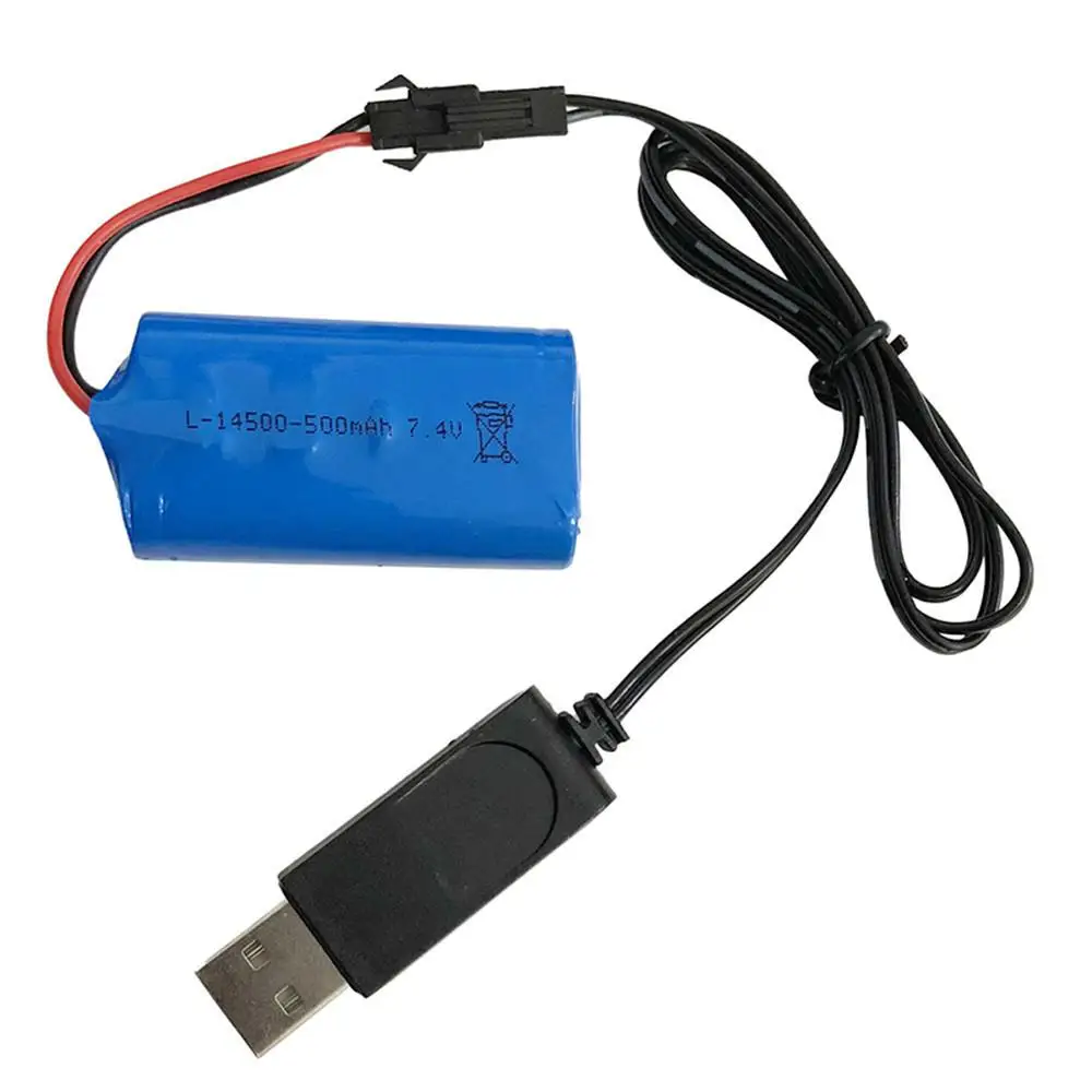 RCtown Fayee Upgraded 7.4V 500mAh 15C 2S Battery SM Plug + USB Charging Cable for FY001 FY002 FY003 Rc Car | Игрушки и хобби