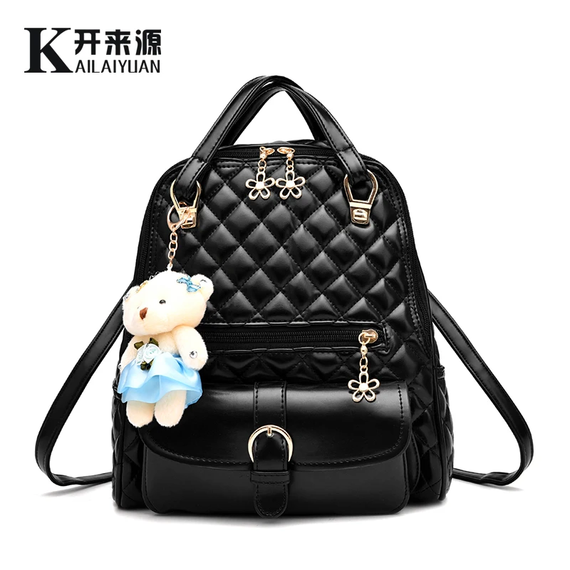 

100% Genuine leather Women backpack 2019 New wave of female students backpack spring and summer fashion casual Bear