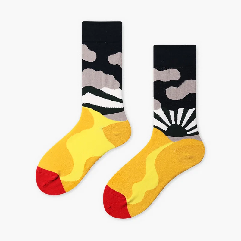 [WPLOIKJD]New Fashion Cotton Creative Men's Socks Harajuku Colorful Funny Streetwear Hip Hop Happy Socks Skarpetki For Male Gift - Color: 10