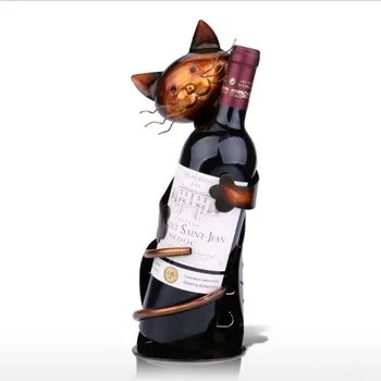 

Cat Wine Rack Wine Holder Shelf Metal Practical Sculpture Iron art Wine Stand Home Decoration Interior Crafts Christmas Gift