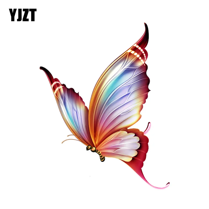 

YJZT 11.8CM*15.1CM Fashion Decorative Cartoon Butterfly PVC Motorcycle Car Sticker 11-00667
