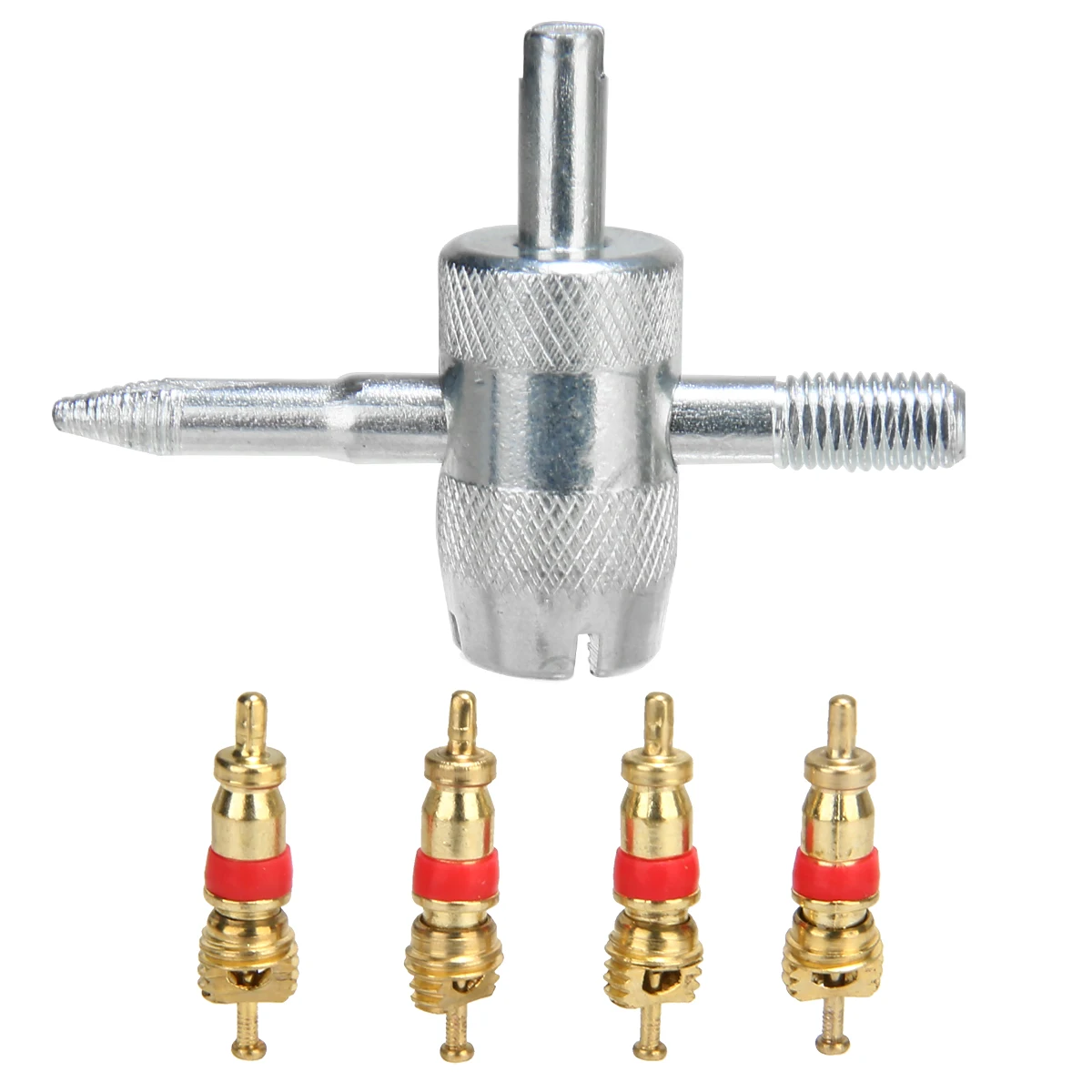 

Copper Valve Core with 5-in-1 Tire Valve Stem Tire Repair Tool Valve Core Removal Tool Tire Accessories