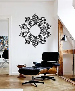 

Pinturas Murais Big Mandala Vinyl Wall Decal Yoga Sticker Menhdi Lotus Large Pattern Ornament Om Indian Mural Home Decor