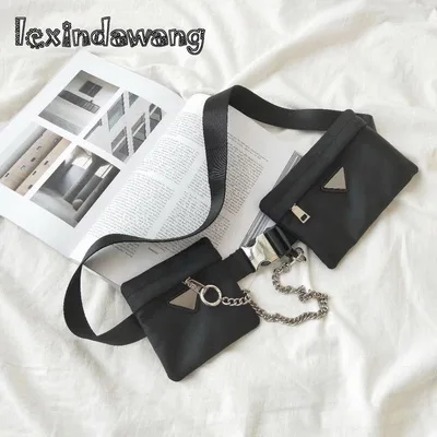 

Fashion Boys Chain Nylon Waist Bags Female Girls locomotive Chest Bags Brand Design Composite Purses Mini Tiny Hand Bags