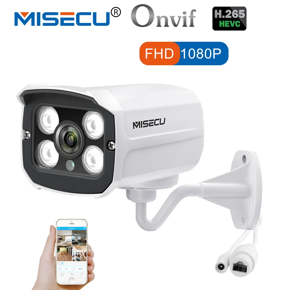 

MISECU newest H.265/H.264 IP Camera 2.0MP Hi3516CV 300 4PCS array LED 1080P ONVIF Metal IP Camera P2P Night Vision Surveillance