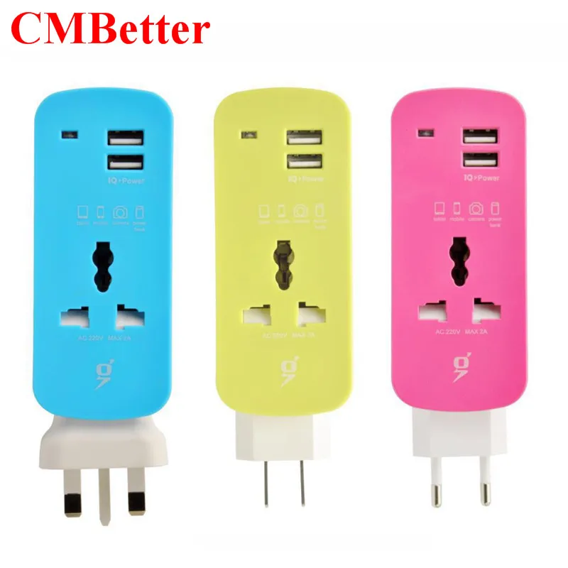 USB Universal Travel с шнур питания преобразования плагин многофункциональный разъем преобразователь питания 2 USB Зарядное устройство с индикатором
