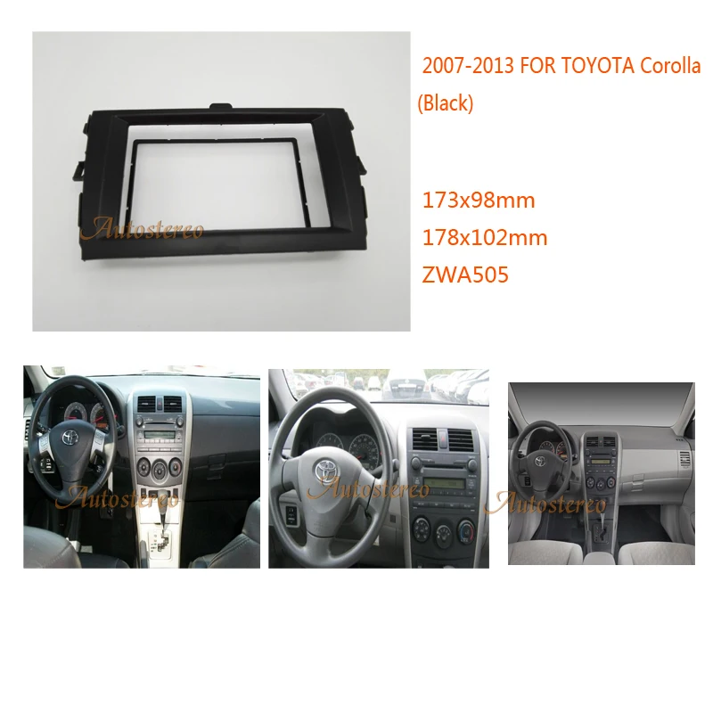 2 din DVD рамка для TOYOTA Corolla 2007-2013, черный, Переходная рамка панель приборной панели комплект крепления Адаптер отделка ZW11-505