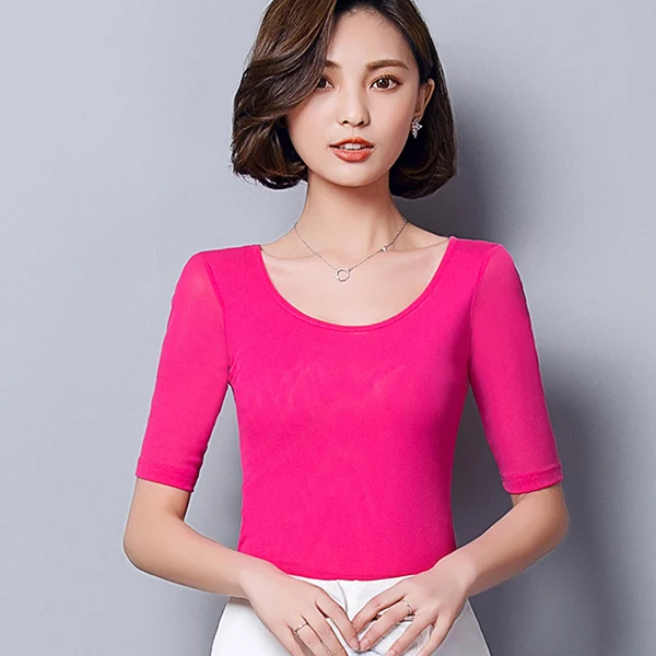Женские блузки размера плюс,, короткий рукав, осенняя шифоновая блузка, рубашка, Корейская Повседневная Свободная элегантная женская блузка, топы белого и розового цвета - Цвет: Красный