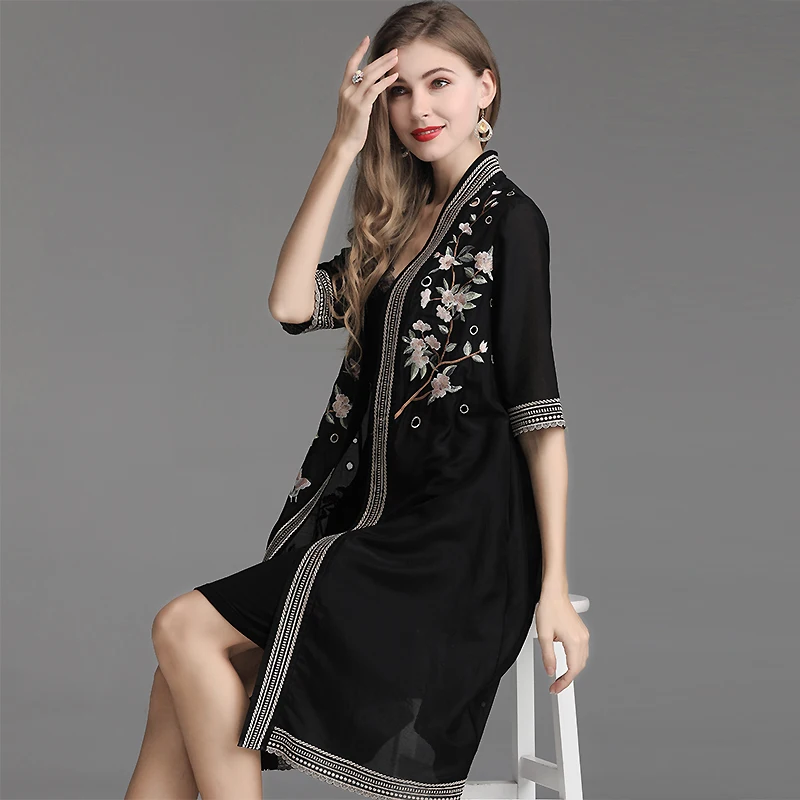 Vintage Manteaux Décontractés Qualité Nouvelle Cardigan À 5xl 2019 Vestes Été Mode Femmes Printemps Broderie Poche Floral La Top yellow Patchwork Black 8nmNvO0w