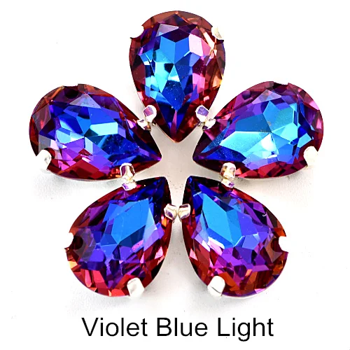 Violet Blue Light 20 штук, AAAAA, качественная, Каплевидная форма пришить стразы с когтями 13x18 мм с украшением в виде кристаллов Стекло Стразы для Сделай Сам одежда свадебное платье B1224 - Цвет: Violet Blue Light