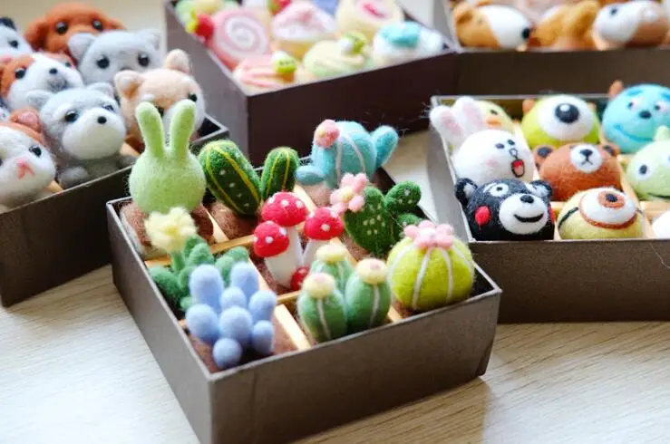 Various dolls set wool needlepoint kit wool felt needle felting gift box craft needlecraft DIY handmade