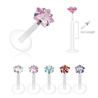 

Prong Set Star CZ Bio Flexible Lip Ring 16 Gauge 1.2*8*3mm Mixed Colors Body Jewelry