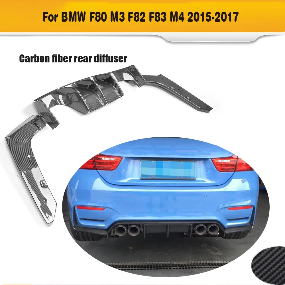 

For M4 M3 Carbon Fiber Rear Bumper Lip Diffuser With Splitters for BMW F80 M3 F82 F83 M4 2014-2019 Convertible