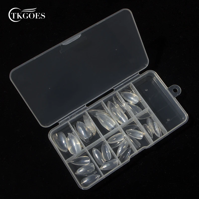 

TKGOES 100PCS Professional Short Stiletto French Nail Tips Full Clear Talons Design Nail Tips ABS Material Acrylic False Nails