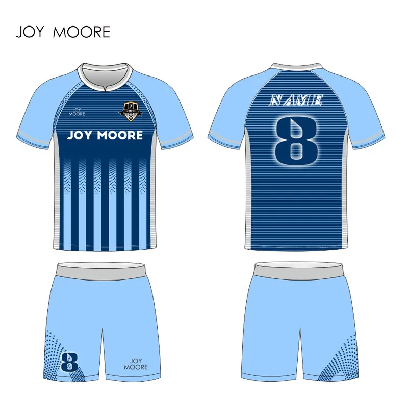 Custom Made Strisce Blu Calcio Maglie Uomo Collegio Magliette Da