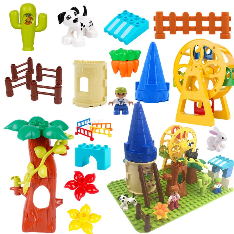 

Large Particle Building Blocks Figures Horse Cars Tree House Window Accessories Toys Compatible With Legoingly Duploed For Gifts