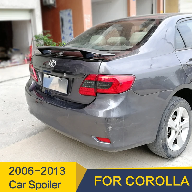 

For Toyota Corolla Spoiler 2006-2013 Year High Quality ABS Plastic Carbon Black Water Transfer Color DIY Paint Car Rear Wing