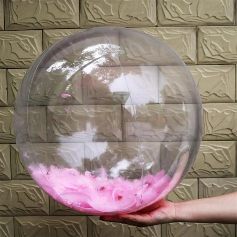 

24inch Inflatable Transparent Feather Beach Ball for Outdoor Swimming Pool Water Playing PVC Ball Play Water Beach Toys