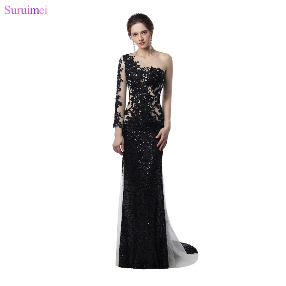 US $110.10 310% OFFEinzigartiges Design Sheer Illusion Lange Meerjungfrau Abendkleider Weiß Und Schwarz Pailletten Applique Long Sleeves Promi US $110.10 310% OFFEinzigartiges Design Sheer Illusion Lange Meerjungfrau Abendkleider Weiß Und Schwarz Pailletten Applique Long Sleeves Promi