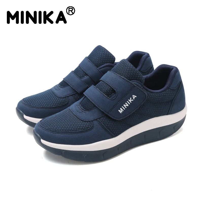 Minika/женские кроссовки на платформе; обувь на танкетке для фитнеса; Zapatillas; обувь для похудения для пожилых людей; обувь на танкетке для женщин; обувь для танцев