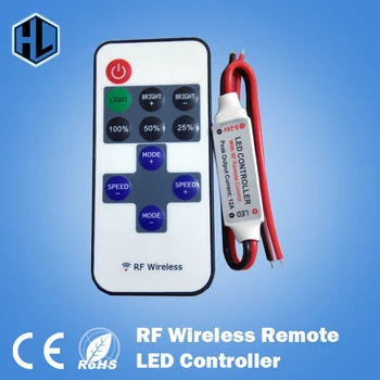 

1pce 8 dynamic effects 12A DC12V-24V RF Wireless Remote LED Controller RF Wireless Mini Remote Dimmer Controllers