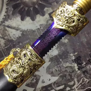 

High Quality HanJian Sword Katana Sharpened Purple High Manganese Steel Blade Ebony Sheath Metal Handle HL