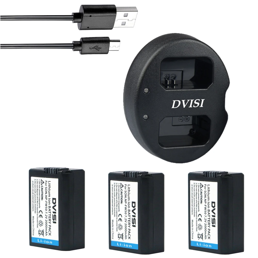 3pc/set NP FW50 NP FW50 Rechargeable Battery+USB Dual Charger for Sony