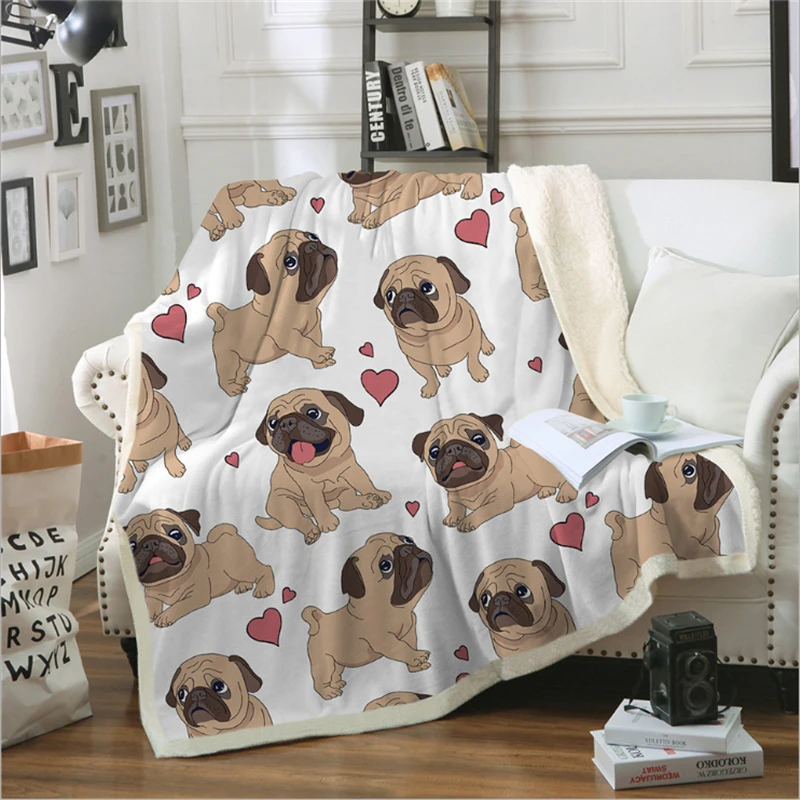 

Double Thick Blanket Printed Cotton Fleece Blanket Sofa Lazy Blanket Puppy Series Cartoon Plush Throw Blanket For Kids