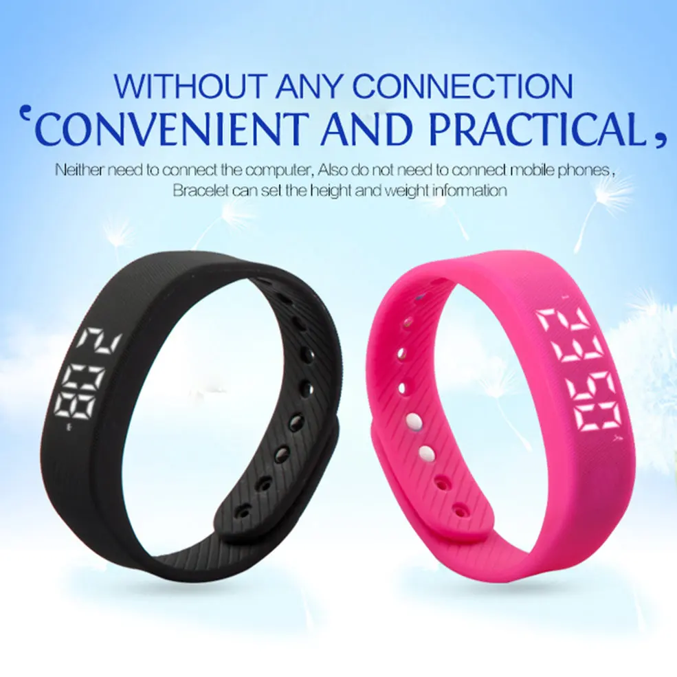 

10PCS Wristbands 3D T5 LED Display Sports Gauge Fitness Bracelet Smart Step Tracker Pedometer